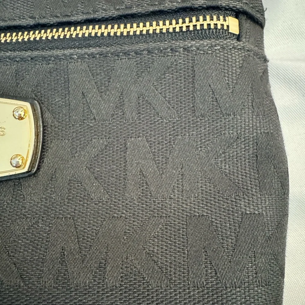 Michael Kors Jet Set Black Logo Canvas Wristlet Small